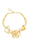 Oscar De La Renta Wire Flower Necklace In Gold