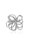 Oscar De La Renta Wire Flower Ring In Metallic