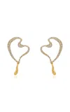 Oscar De La Renta Wire Heart Pavé Earrings In Silver