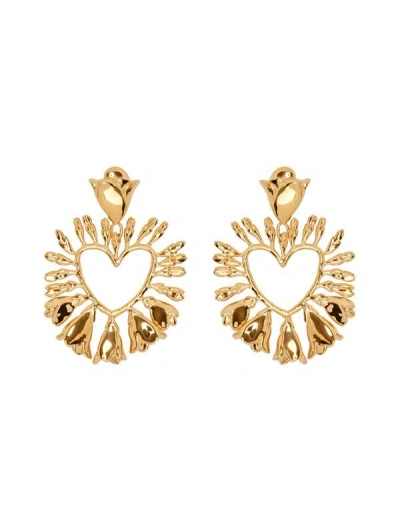 Oscar De La Renta Wisteria Heart Earrings In Gold