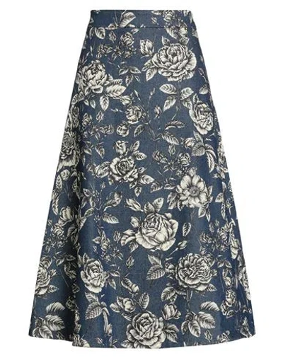 Oscar De La Renta Woman Denim Skirt Blue Size 14 Cotton, Elastane