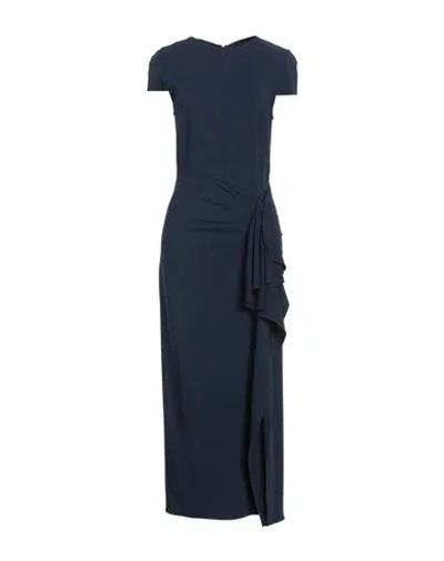 Oscar De La Renta Woman Maxi Dress Midnight Blue Size 8 Viscose, Elastane