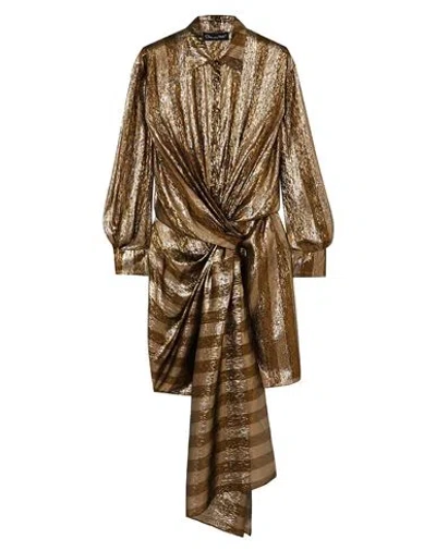 Oscar De La Renta Woman Midi Dress Bronze Size 2 Silk, Polyester In Yellow
