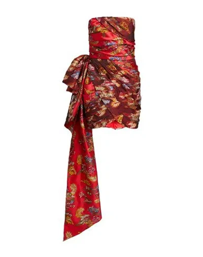 Oscar De La Renta Woman Mini Dress Red Size 6 Polyester, Silk, Polyamide