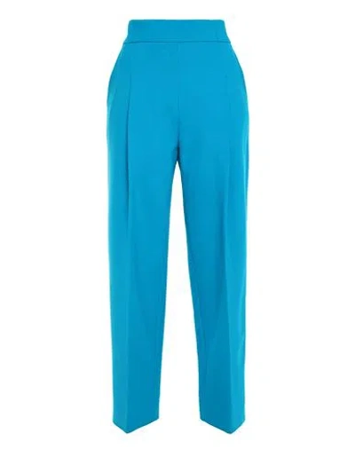 Oscar De La Renta Woman Pants Turquoise Size 2 Virgin Wool, Elastane, Polyamide In Blue
