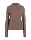 Oscar De La Renta Woman Turtleneck Khaki Size L Cashmere In Beige