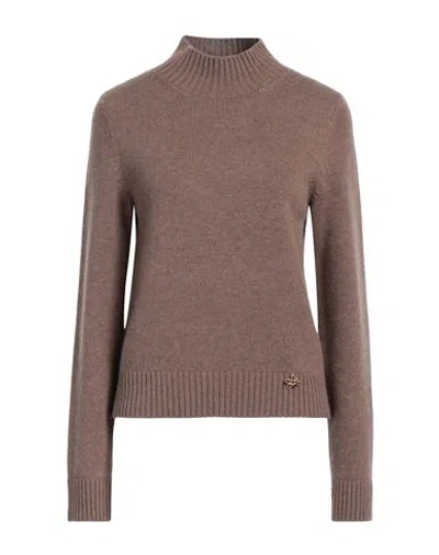 Oscar De La Renta Woman Turtleneck Khaki Size L Cashmere In Beige