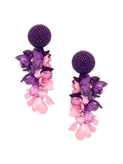 Oscar De La Renta Women's 24k-gold-plated, Acrylic, Glass Bead & Raffia Drop Earrings In Purple