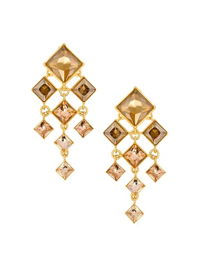 Oscar De La Renta Women's 24k-gold-plated & Glass Crystal Clip-on Chandelier Earrings In Multi