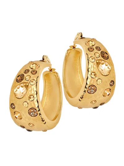 Oscar De La Renta Women's 24k-gold-plated & Glass Crystal Hoop Earrings