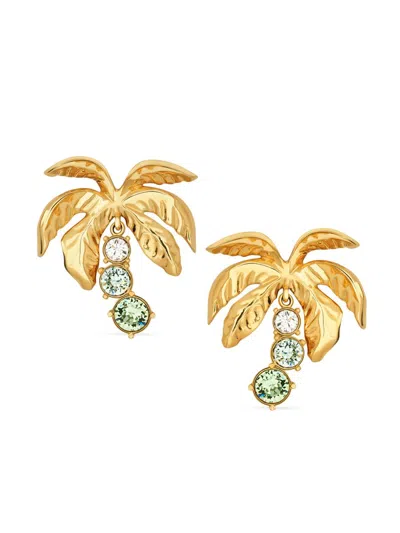 Oscar De La Renta Women's 24k-gold-plated & Glass Crystal Palm Tree Drop Earrings