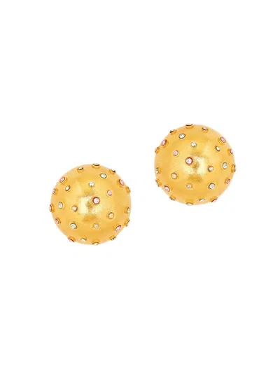 Oscar De La Renta Women's 24k-gold-plated & Glass Crystal Spherical Stud Earrings