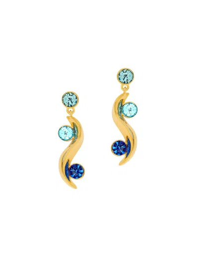 Oscar De La Renta Women's 24k-gold-plated & Glass Crystal Wave Drop Earrings