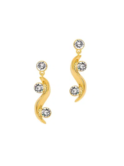 Oscar De La Renta Women's 24k-gold-plated & Glass Crystal Wave Drop Earrings