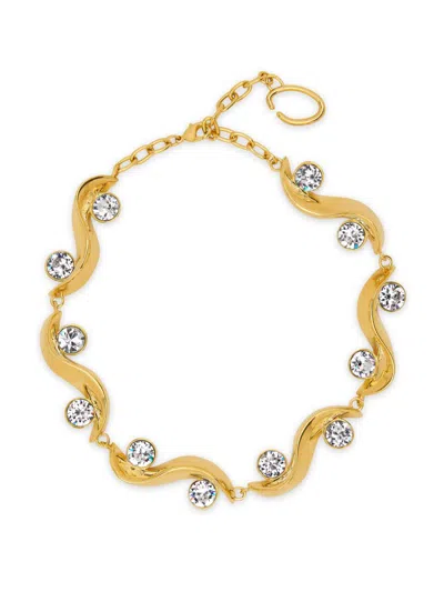 Oscar De La Renta Women's 24k-gold-plated & Glass Crystal Wave Necklace In Transparent