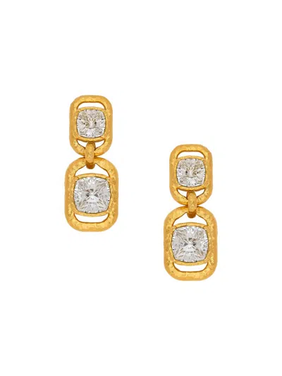 Oscar De La Renta Women's 24k-gold-plated Brass & Glass Crystal Double Drop Earrings