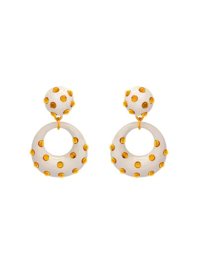 Oscar De La Renta Women's 24k-gold-plated, Enamel & Glass Clip-on Drop Earrings In Gray