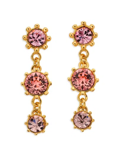 Oscar De La Renta Women's 24k-gold-plated, Imitation Pearl & Glass Crystal Drop Earrings In Black