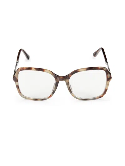 Oscar De La Renta Kids' Women's 55mm Square Reading Glasses In Milky Brown