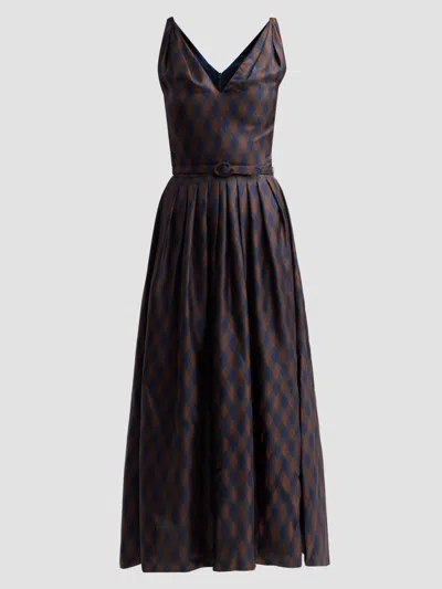Oscar De La Renta Argyle Silk-twill Midi Dress In Gold