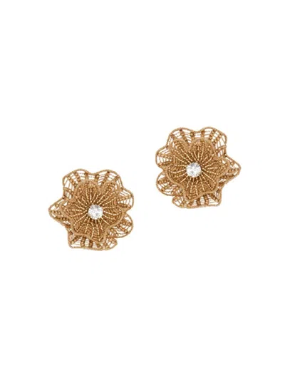 Oscar De La Renta Women's Beaded Flower Stud Earrings In Gold