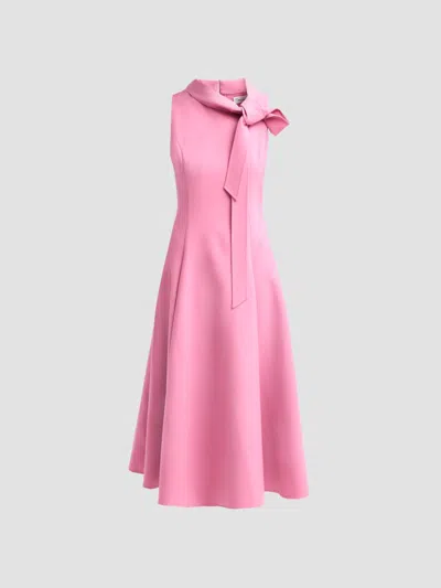 Oscar De La Renta Women's Bow Stretch-wool Sleeveless Day Dress In Rosebud