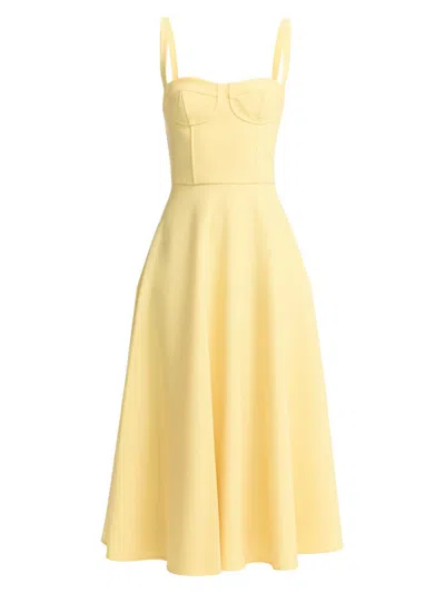 Oscar De La Renta Women's Bustier Stretch Wool Day Dress In Yellow