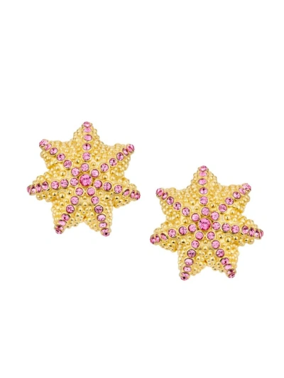 Oscar De La Renta Women's Cactus Ball Goldtone & Glass Crystal Stud Earrings In Rose