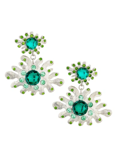 Oscar De La Renta Women's Cactus Wavy Mini Crystal Drop Earrings In Green