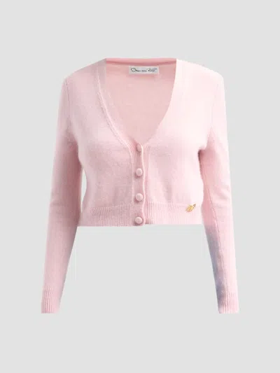 Oscar De La Renta Women's Cashmere V-neck Cardigan In Pink
