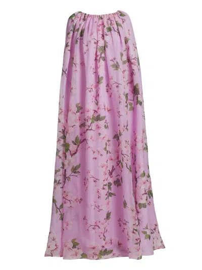 Oscar De La Renta Women's Cherry Blossom Chiffon Caftan Gown In Pink