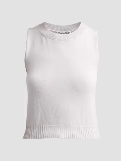 Oscar De La Renta Women's Cropped Wool Twinset Tank In White