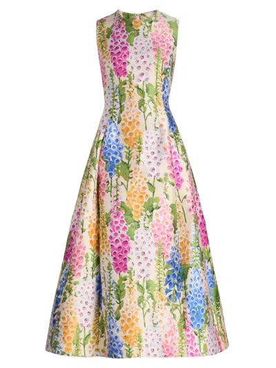 Oscar De La Renta Women's Foxgloves Jacquard A-line Cocktail Dress In Multi
