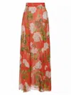 Oscar De La Renta Geranium-print Silk Chiffon Maxi Skirt In Pink