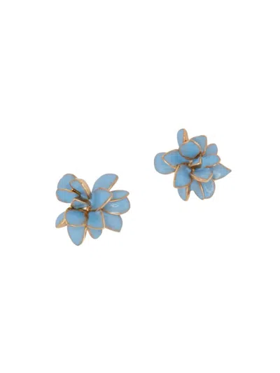Oscar De La Renta Women's Goldtone & Enamel Flower Stud Earrings In Blue