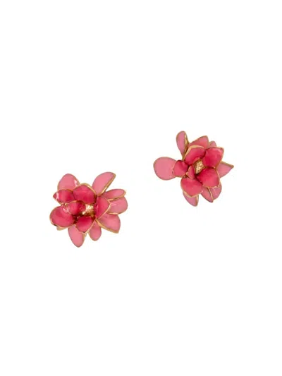 Oscar De La Renta Women's Goldtone & Enamel Flower Stud Earrings In Pink