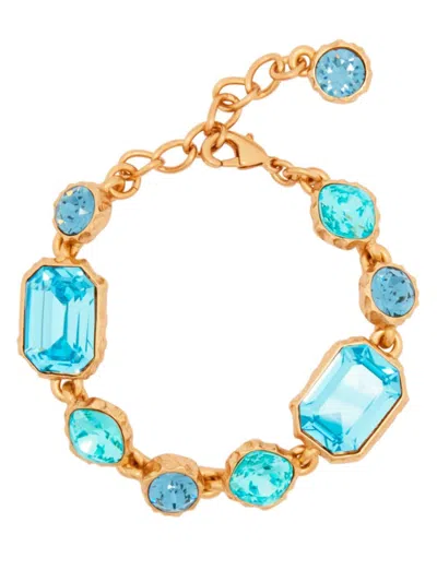 Oscar De La Renta Women's Goldtone & Glass Crystal Bracelet In Aquamarine
