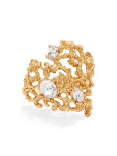 Oscar De La Renta Women's Goldtone & Glass Crystal Coral Heart Ring
