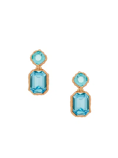 Oscar De La Renta Women's Goldtone & Glass Crystal Drop Earrings In Aquamarine