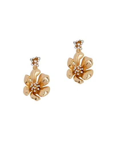Oscar De La Renta Women's Goldtone & Glass Crystal Flower Drop Earrings