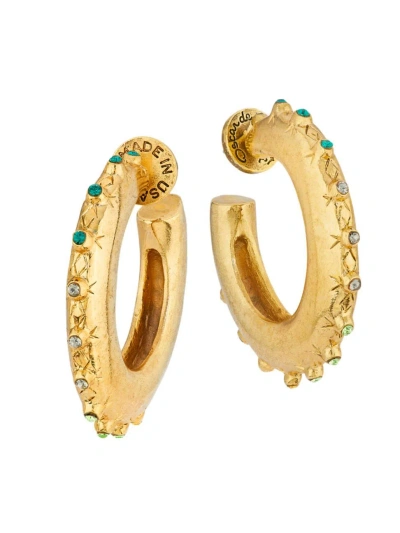Oscar De La Renta Women's Goldtone & Glass Crystal Hoop Earrings
