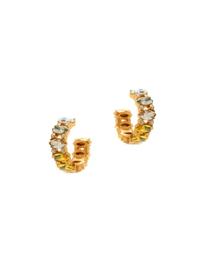 Oscar De La Renta Women's Goldtone & Glass Crystal Hoop Earrings In Topaz Multi