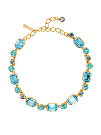 Oscar De La Renta Women's Goldtone & Glass Crystal Necklace In Aquamarine