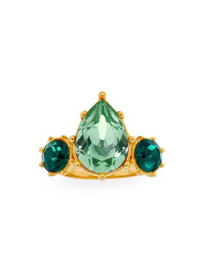 Oscar De La Renta Women's Goldtone & Glass Crystal Ring In Peridot