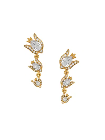 Oscar De La Renta Women's Goldtone & Glass Crystal Rose Triple-drop Earrings In Metallic