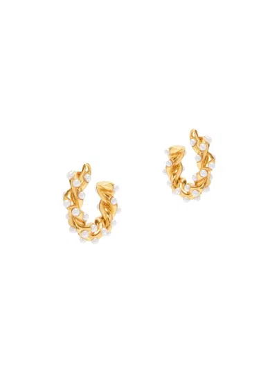 Oscar De La Renta Women's Goldtone & Imitation Pearl Rope Hoop Earrings