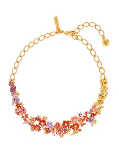 Oscar De La Renta Women's Goldtone, Enamel & Glass Crystal Flower Collar Necklace In Brass