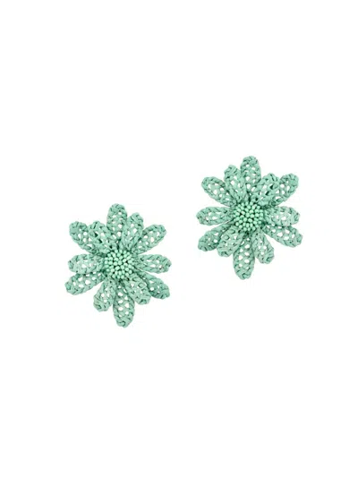 Oscar De La Renta Flower Earrings In Green