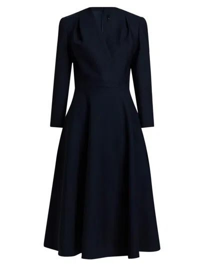 Oscar De La Renta Women's Long-sleeve Wool Day Dress In Blue