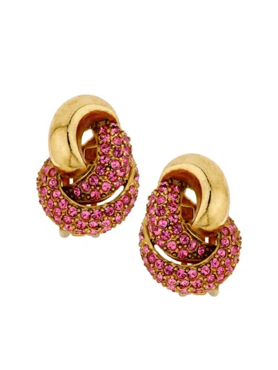 Oscar De La Renta Women's Love Knot 2.0 Goldtone & Glass Crystal Stud Earrings